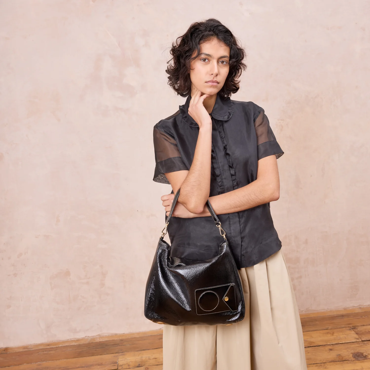 Softie Shoulder Bag - OK Applique Black