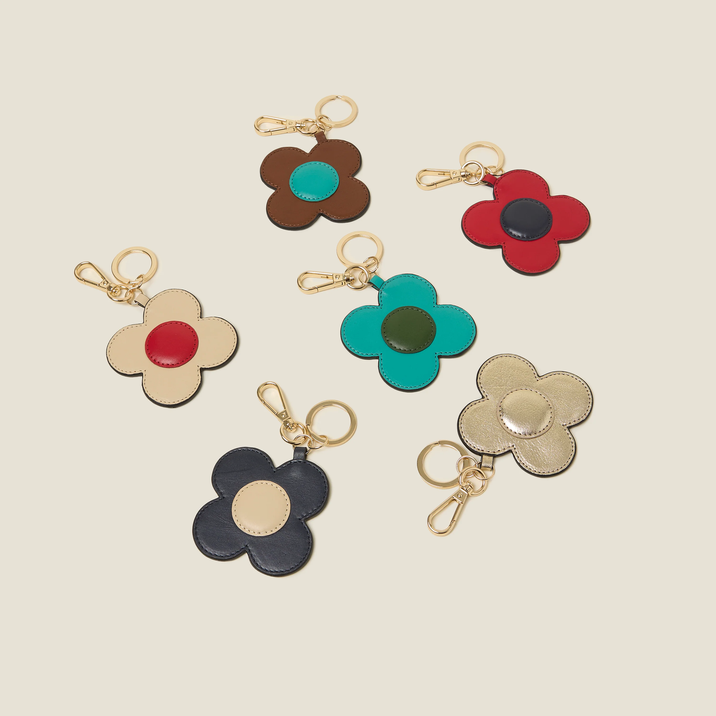 Spot Flower Key Ring - Red and Cream - Image 3