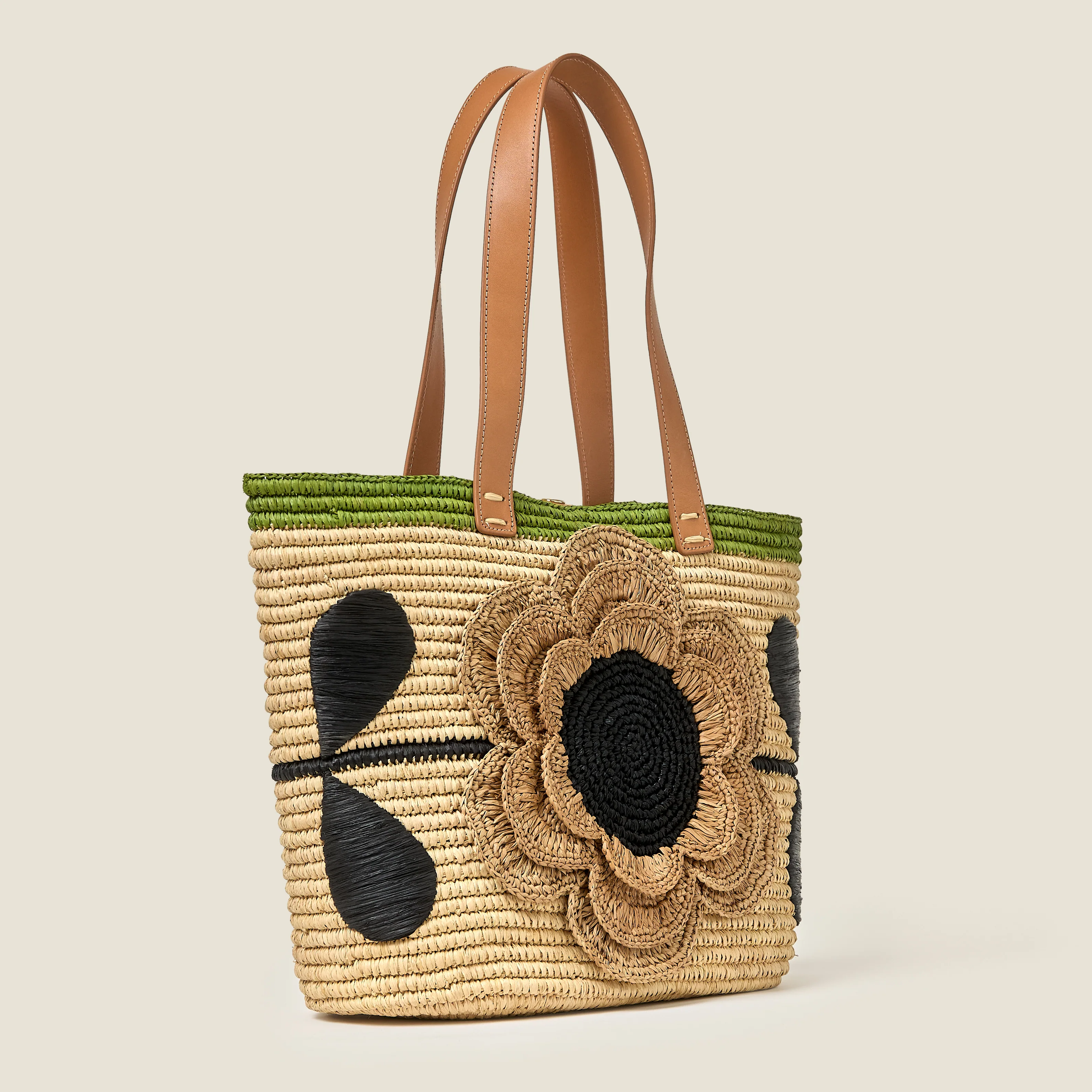 Stem Flower Monday Raffia Tote Bag - Natural - Image 3