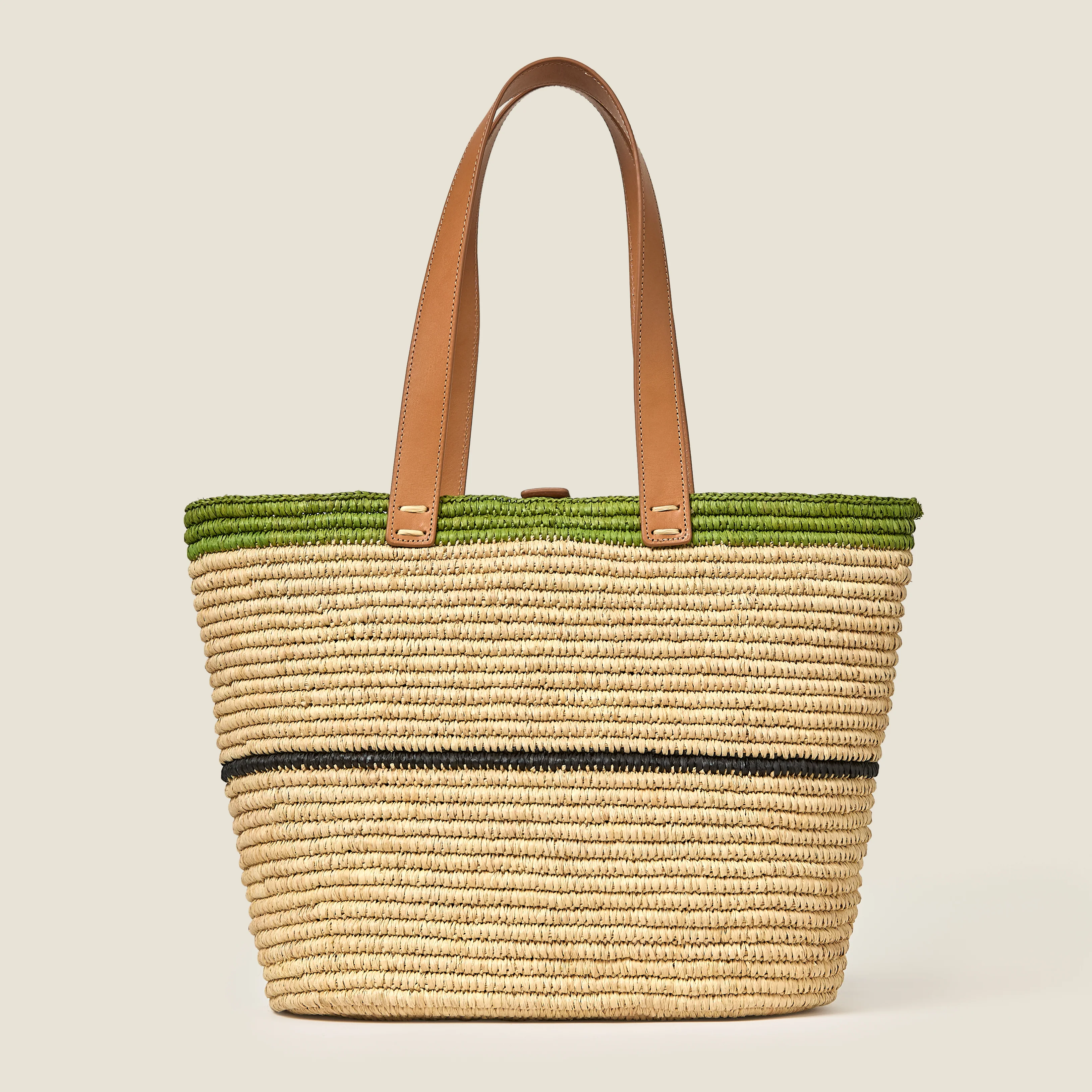 Stem Flower Monday Raffia Tote Bag - Natural - Image 4