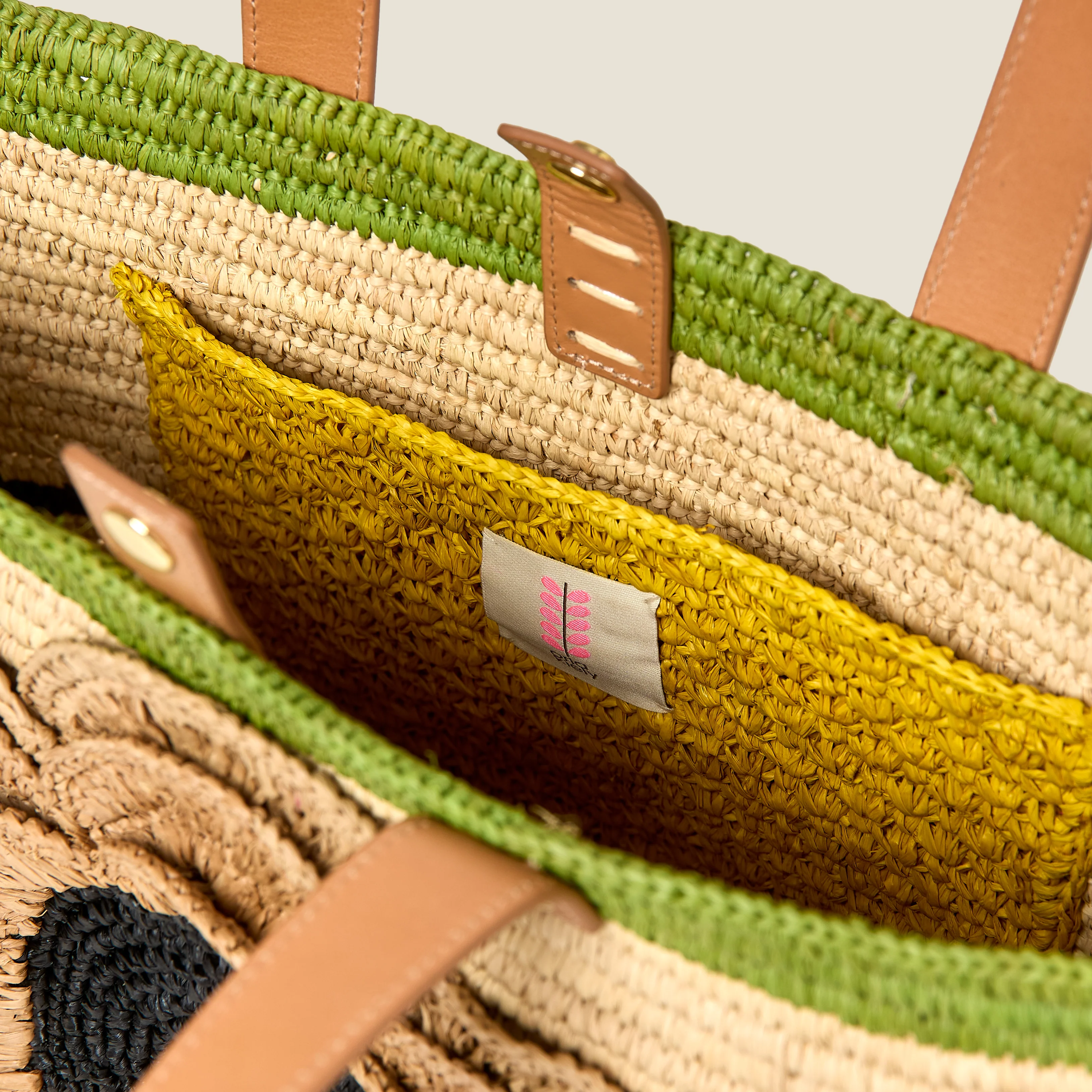 Stem Flower Monday Raffia Tote Bag - Natural - Image 5