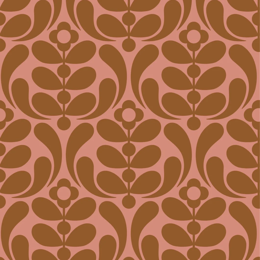 Stem Nouveau Terracotta Wallpaper Sample