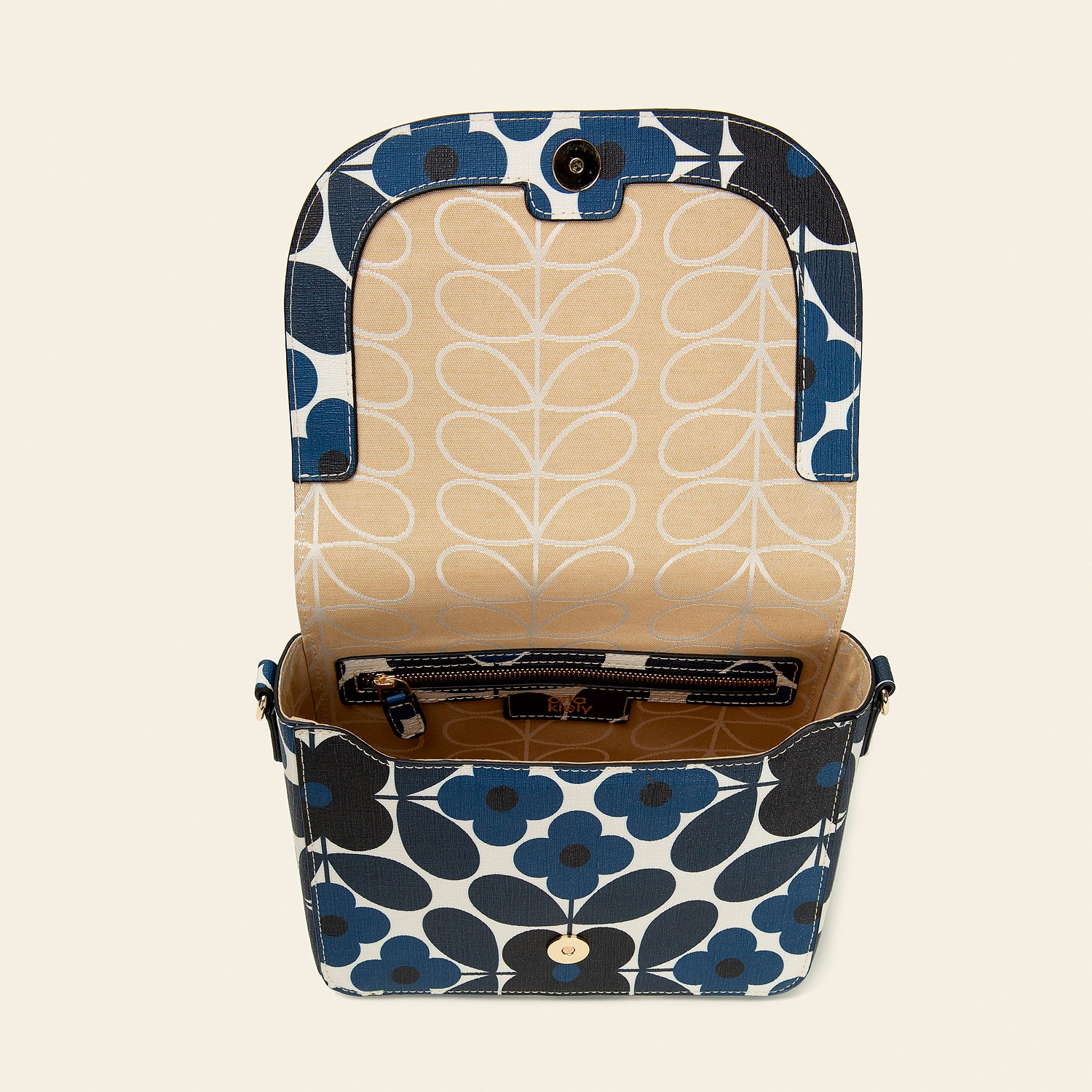 Vera Medium Crossbody - Flower Tile Navy - Image 4