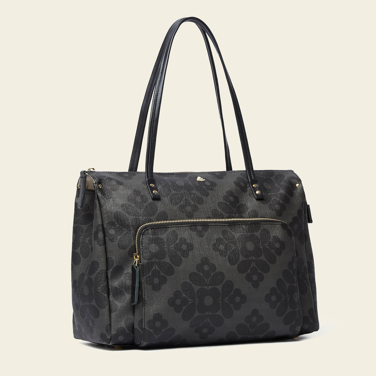 Watson Tote - Flower Tile Charcoal - Image 3